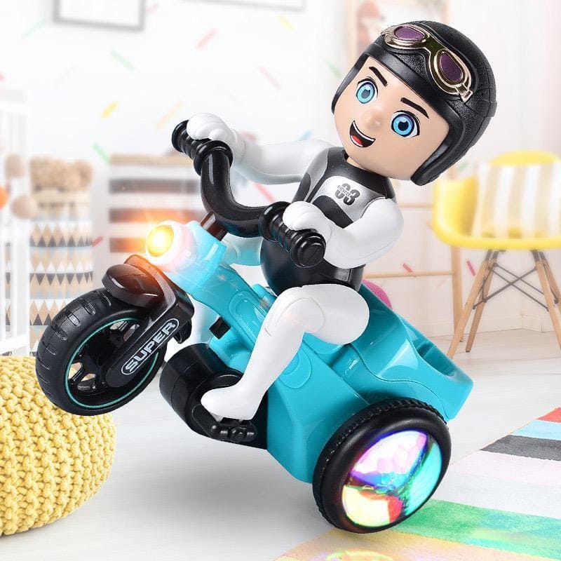 Lightning & Musical Stunt Bike Tricycle Bump Go Scooter Toy - beautysweetie