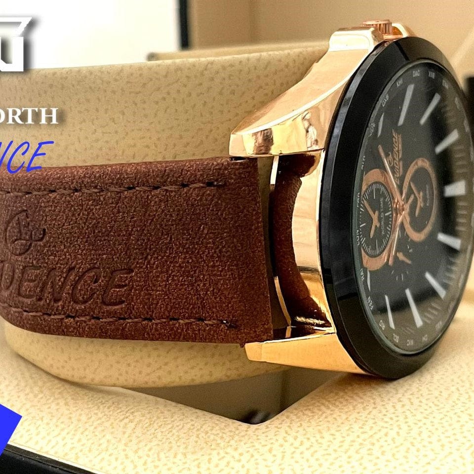 Time Worth Evidence Stylish Brown Leather Strap Watch